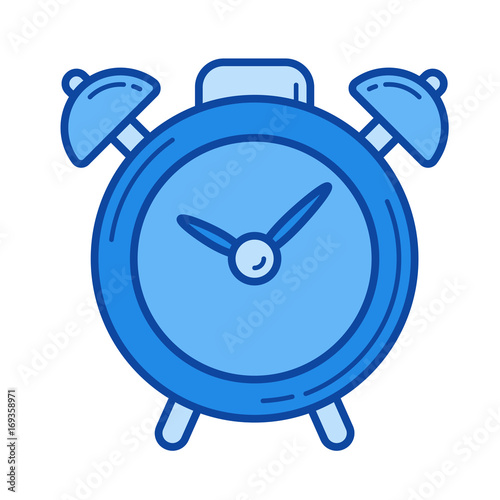 Alarm clock vector line icon isolated on white background