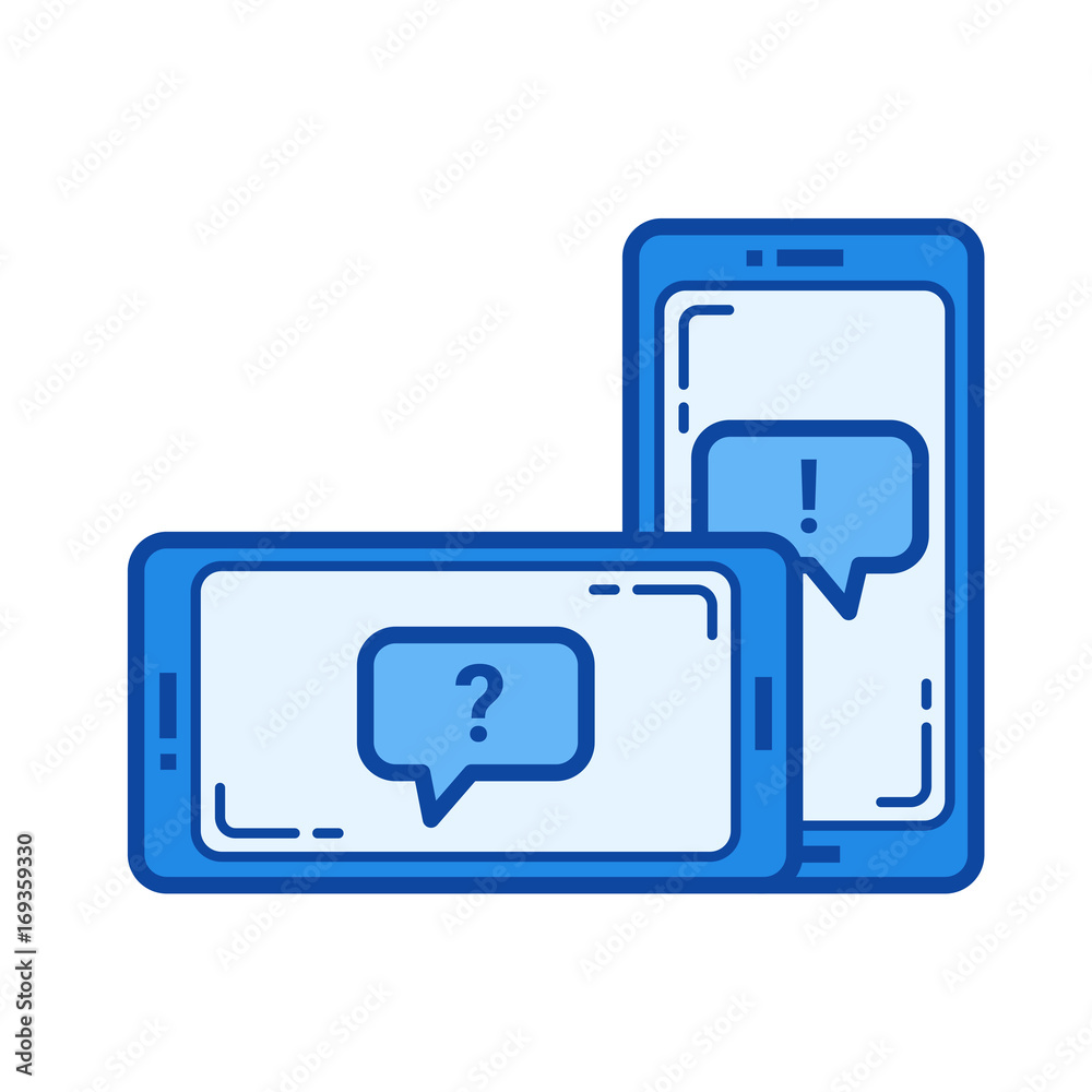 Student chat vector line icon isolated on white background. Student chat line icon for infographic, website or app. Blue icon designed on a grid system. Student chat vector line icon isolated on white background. Student chat line icon for infographic, website or app. Blue icon designed on a grid system.