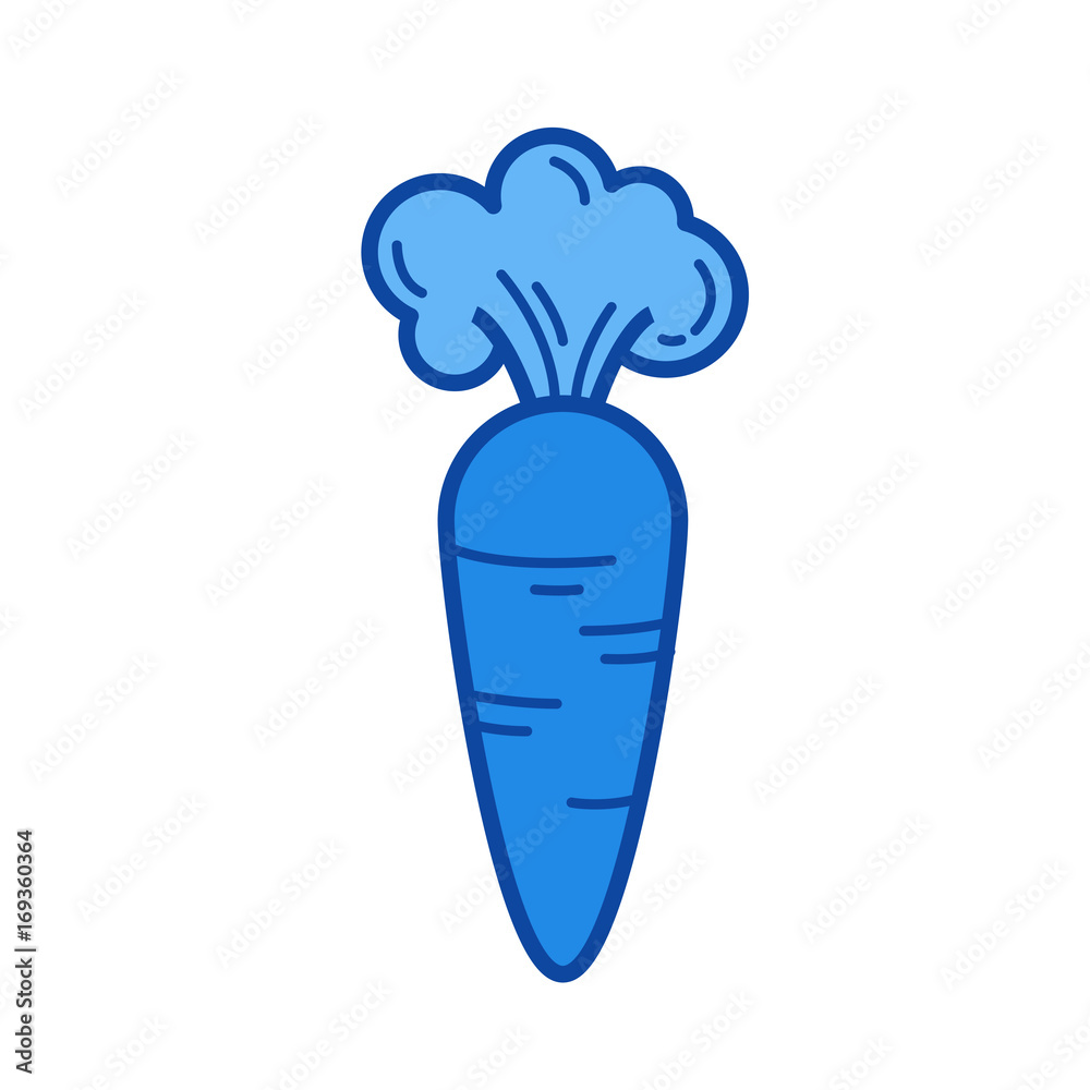 Fresh carrot vector line icon isolated on white background. Fresh carrot line icon for infographic, website or app. Blue icon designed on a grid system. Fresh carrot vector line icon isolated on white background. Fresh carrot line icon for infographic, website or app. Blue icon designed on a grid system.