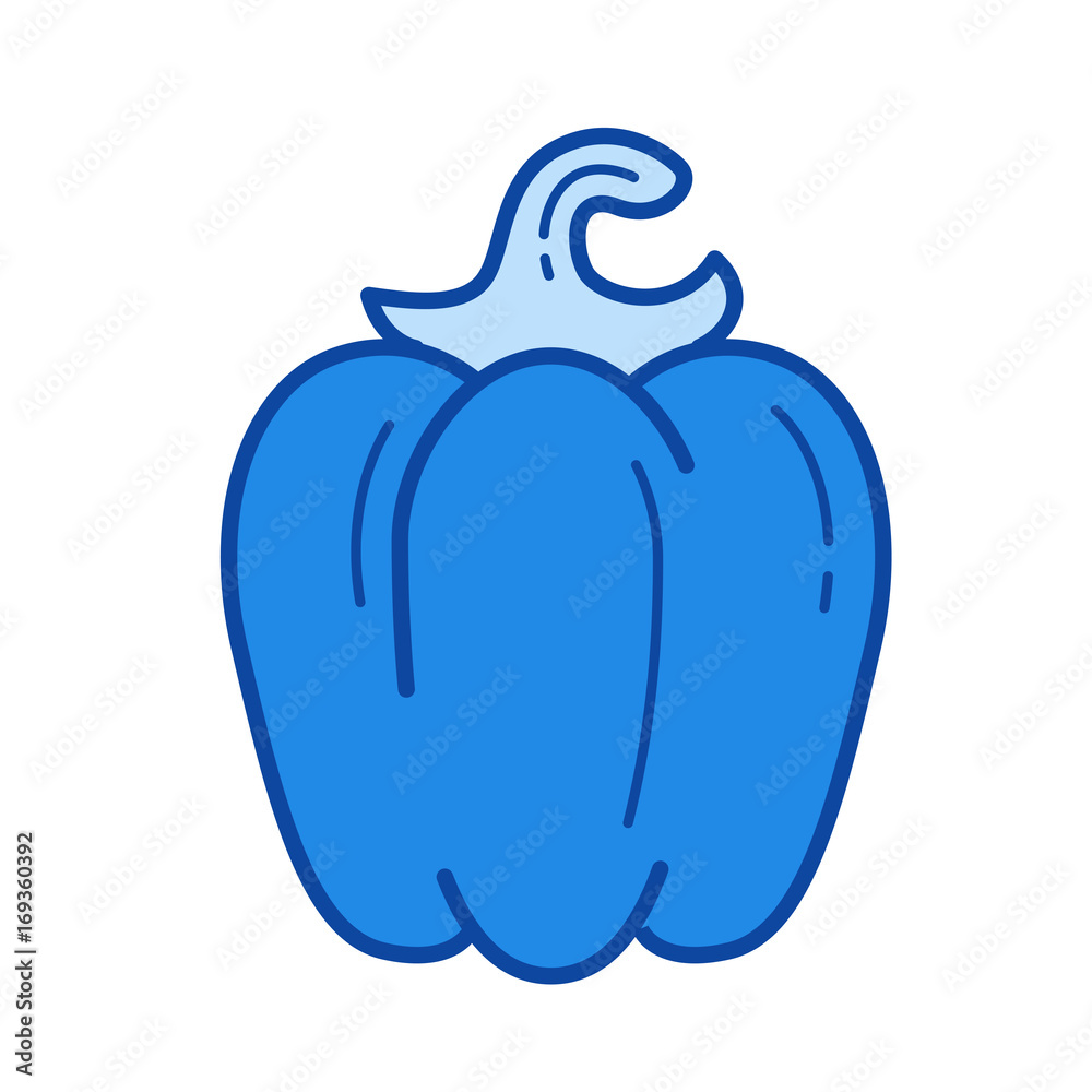 Sweet pepper vector line icon isolated on white background. Sweet pepper line icon for infographic, website or app. Blue icon designed on a grid system. Sweet pepper vector line icon isolated on white background. Sweet pepper line icon for infographic, website or app. Blue icon designed on a grid system.