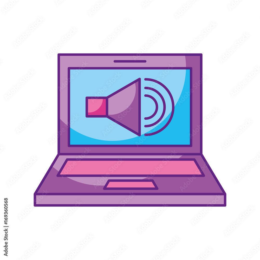 laptop with speaker sound isolated icon vector illustration design laptop with speaker sound isolated icon vector illustration design