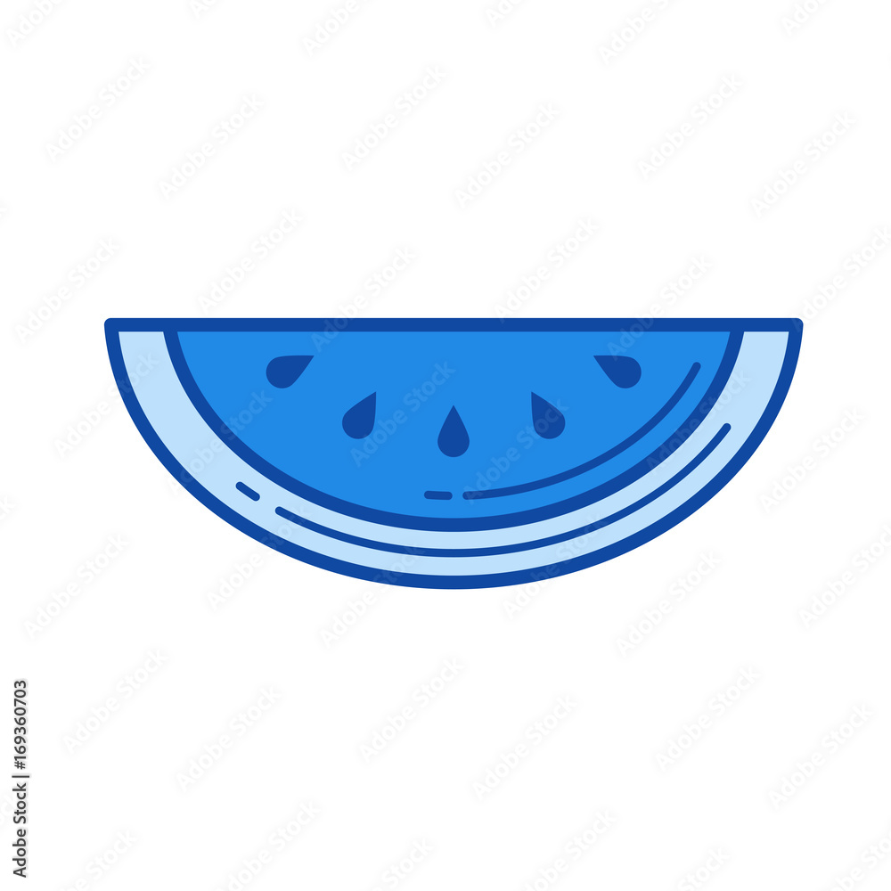 Watermelon vector line icon isolated on white background. Watermelon line icon for infographic, website or app. Blue icon designed on a grid system. Watermelon vector line icon isolated on white background. Watermelon line icon for infographic, website or app. Blue icon designed on a grid system.