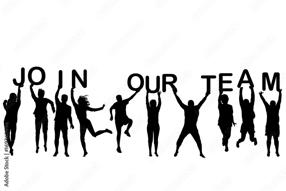 People silhouettes holding letters with words JOIN OUR TEAM People silhouettes holding letters with words JOIN OUR TEAM