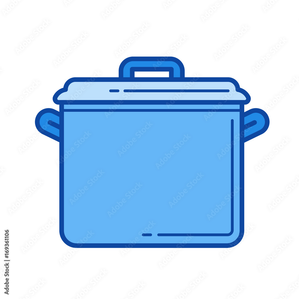 Saucepan vector line icon isolated on white background. Saucepan line icon for infographic, website or app. Blue icon designed on a grid system. Saucepan vector line icon isolated on white background. Saucepan line icon for infographic, website or app. Blue icon designed on a grid system.