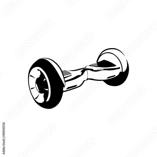 Gyroscooter black sign. Vector electric scooter icon.