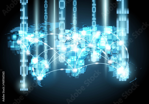 Global network with falling number Vector