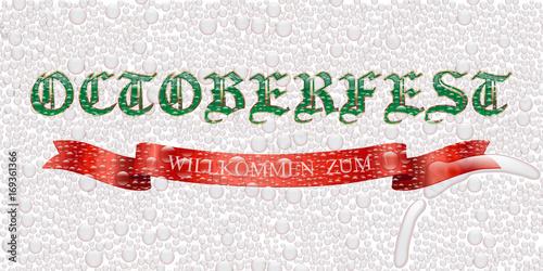 Octoberfest background. Octoberfest and Willkommen Zum text on bubble background. Vector illustration.