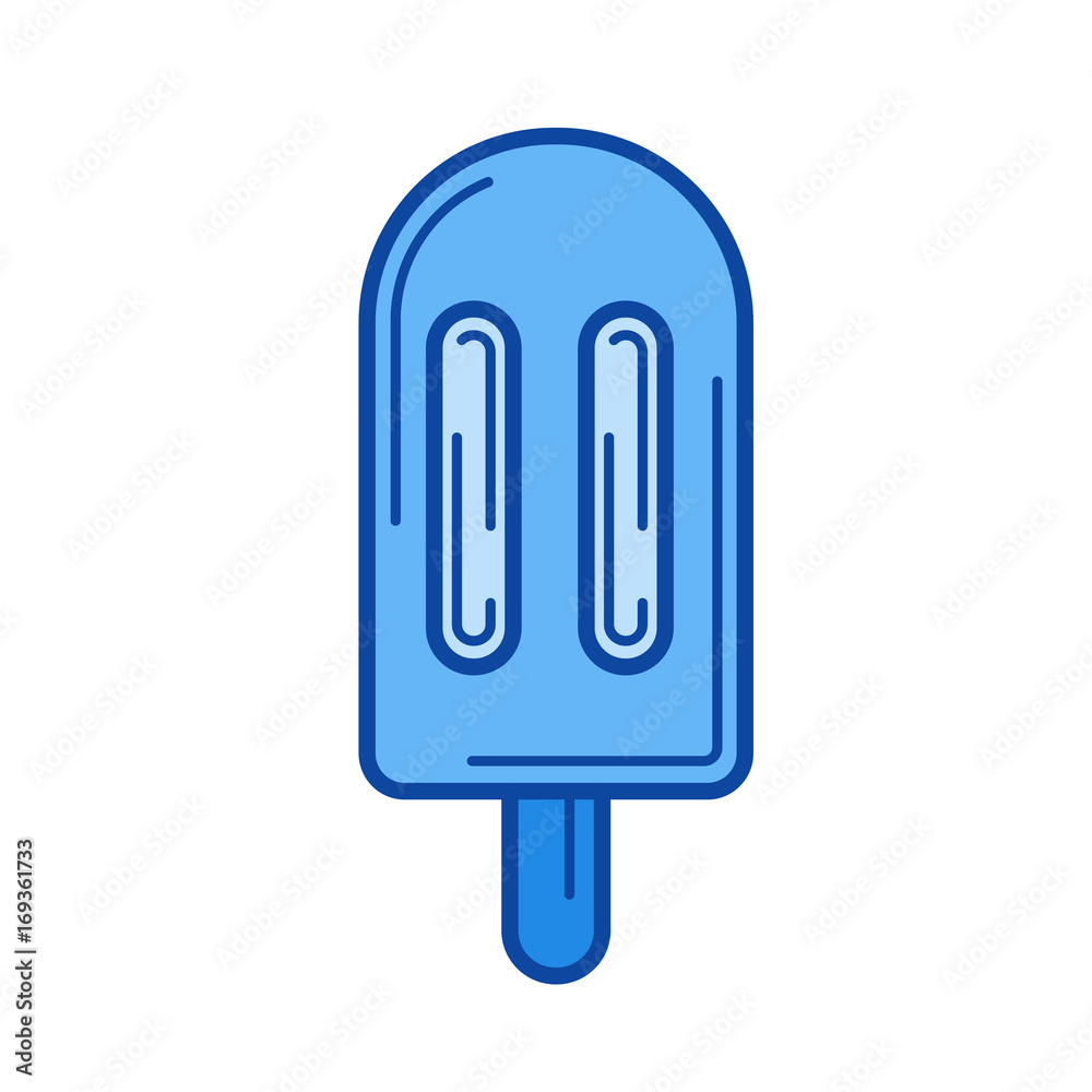 Popsicle vector line icon isolated on white background. Popsicle line icon for infographic, website or app. Blue icon designed on a grid system. Popsicle vector line icon isolated on white background. Popsicle line icon for infographic, website or app. Blue icon designed on a grid system.