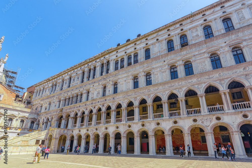 Patio of St. Mark's Cathedral (Basilica di San Marcos)and the Doge's Palace (Palazzo Ducale) , Italy.