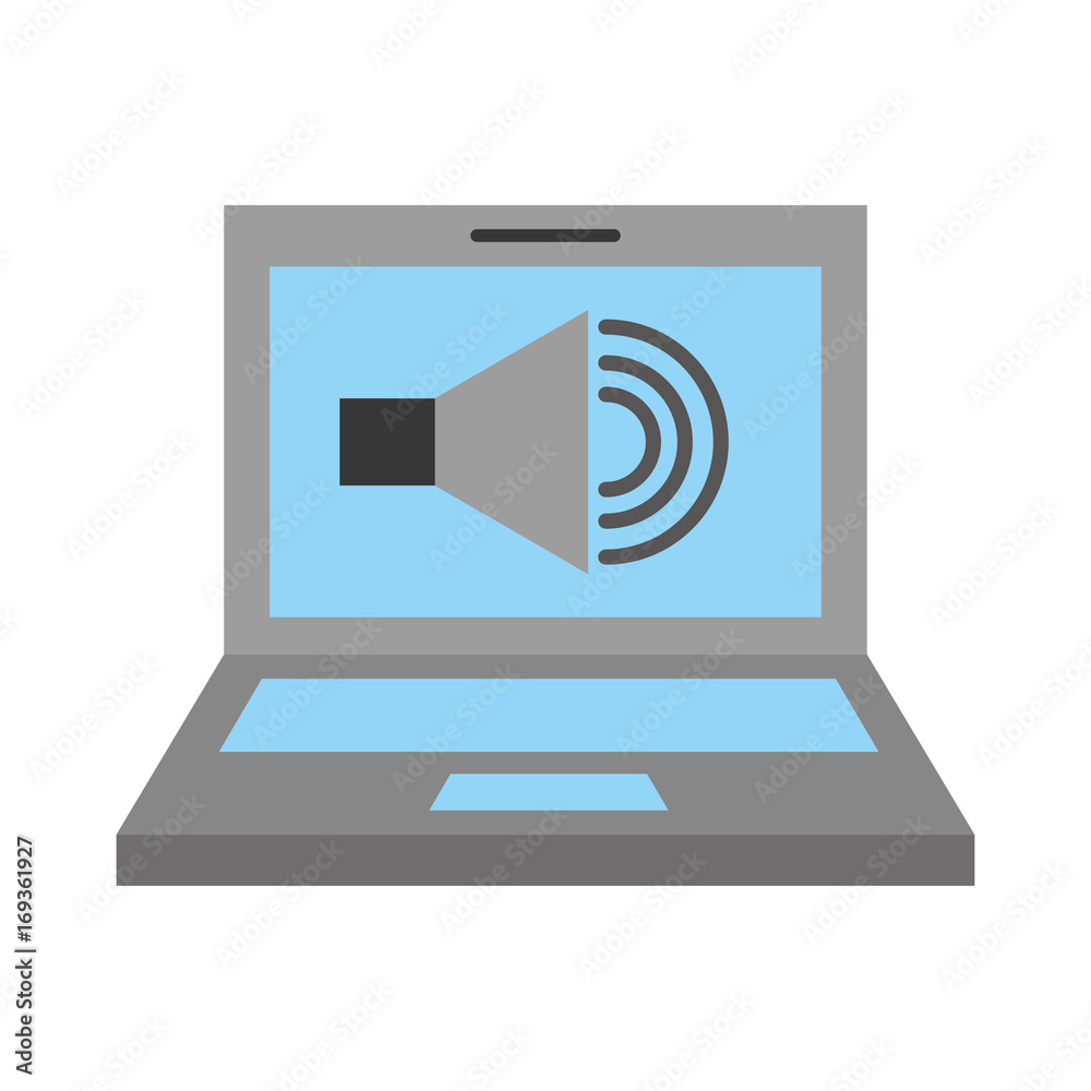 laptop with speaker sound isolated icon vector illustration design laptop with speaker sound isolated icon vector illustration design