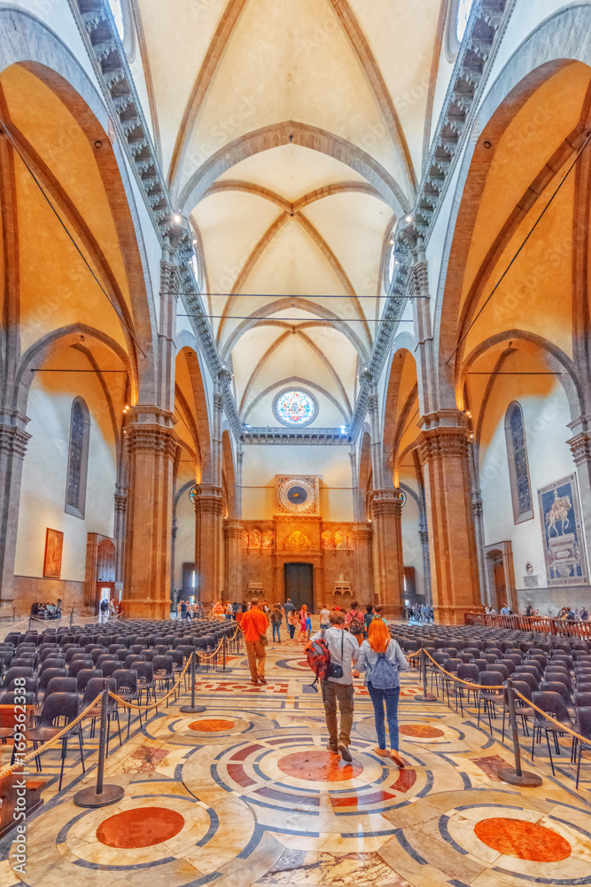 Inside, interior of  Santa Maria del Fiore(Cattedrale di Santa Maria del Fiore). Italy.