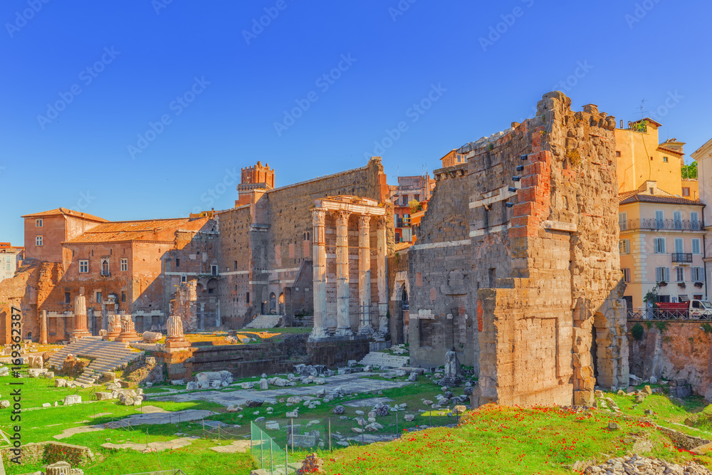 Landscape of the  Rome- one of most beautiful cities in the world: Trajan's Forum (Foro Traiano), The House of the Knights of Rhodes (Casa dei Cavalieri di Rodi).