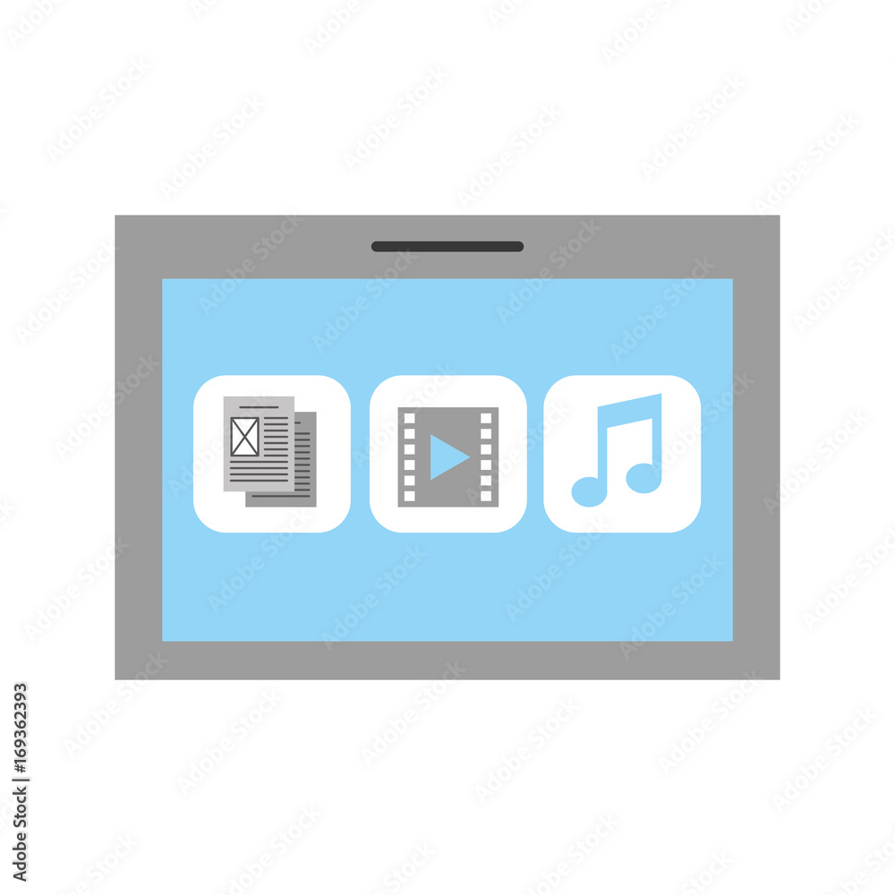 Fototapeta premium tablet device with files vector illustration design