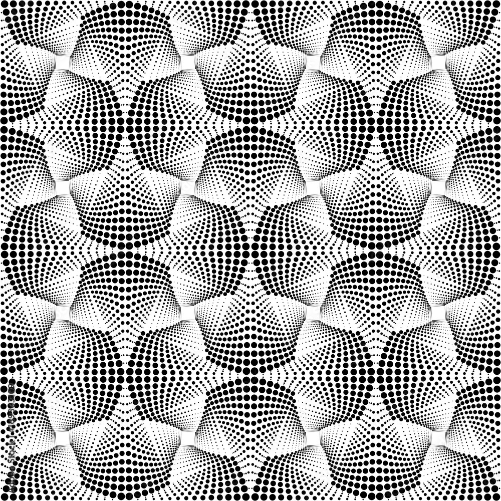 Geometric Seamless Pattern of Monochrome Dots. Vector Op Art Background ...