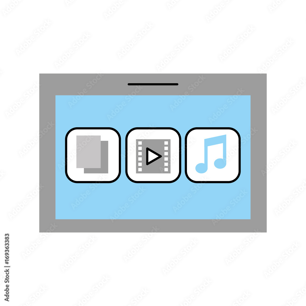 tablet device with files vector illustration design tablet device with files vector illustration design