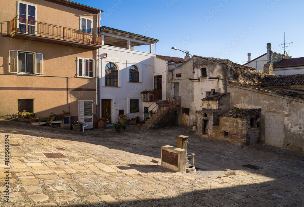 Aliano, Italy - A very small town nestled among the badlands hills of the Basilicata region, famous for being the exile and tomb of the writer, painter and politician Carlo Levi