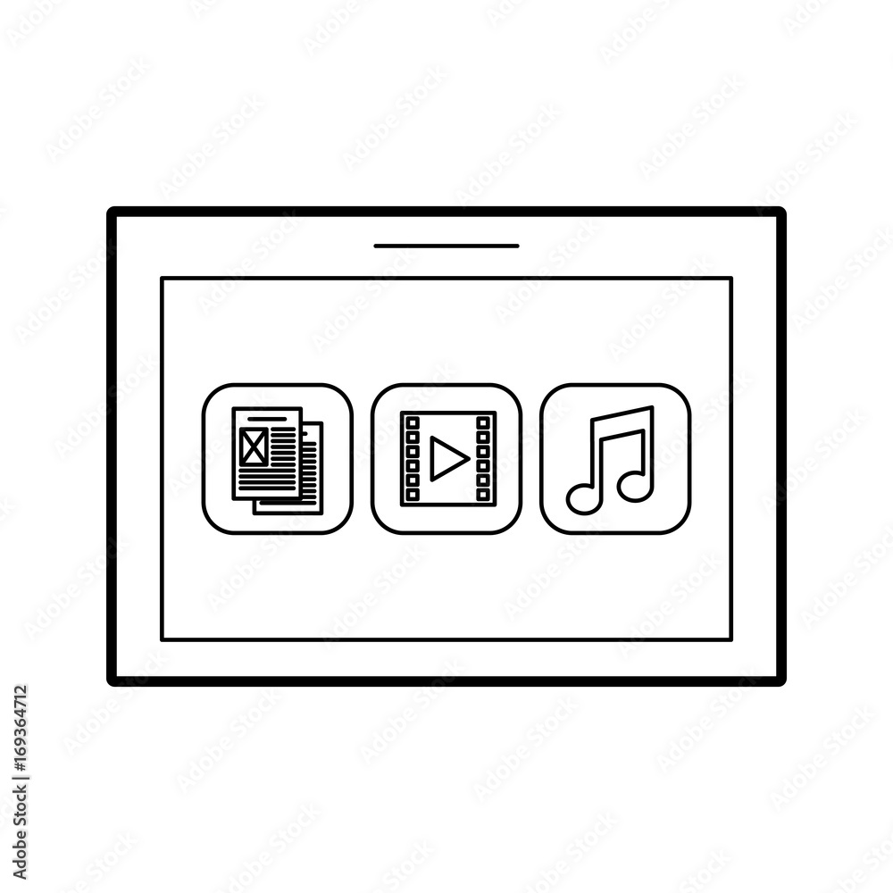 tablet device with files vector illustration design tablet device with files vector illustration design
