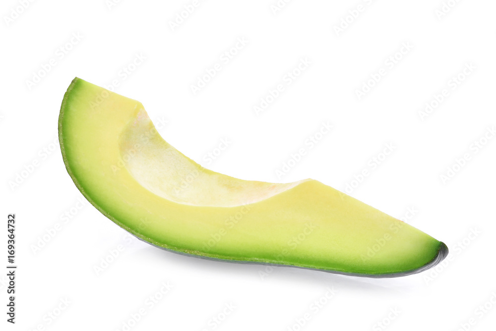 slice of fresh avocado isolated on white background slice of fresh avocado isolated on white background