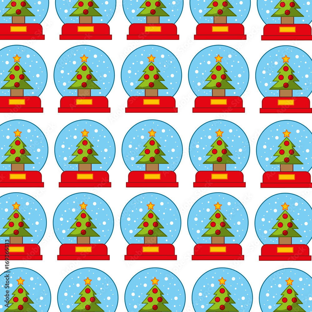 Fototapeta premium Decorative crystal ball with pine pattern background vector illustration design