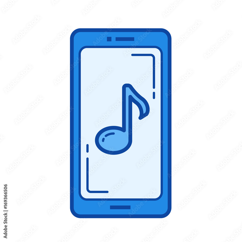 Mobile media player vector line icon isolated on white background Mobile media player vector line icon isolated on white background