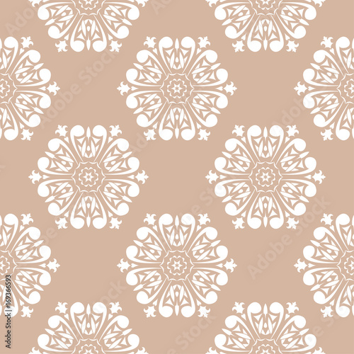 Brown seamless pattern with wallpaper ornaments