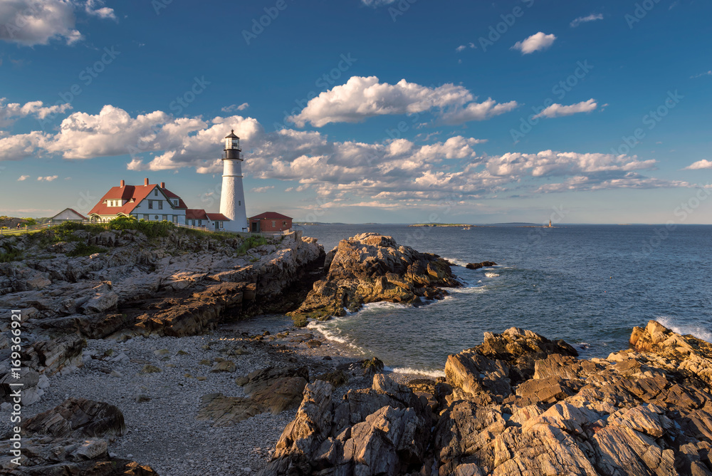 Portland Head Lighthouse on the Atlantic Ocean in Cape Elizabeth, Maine.