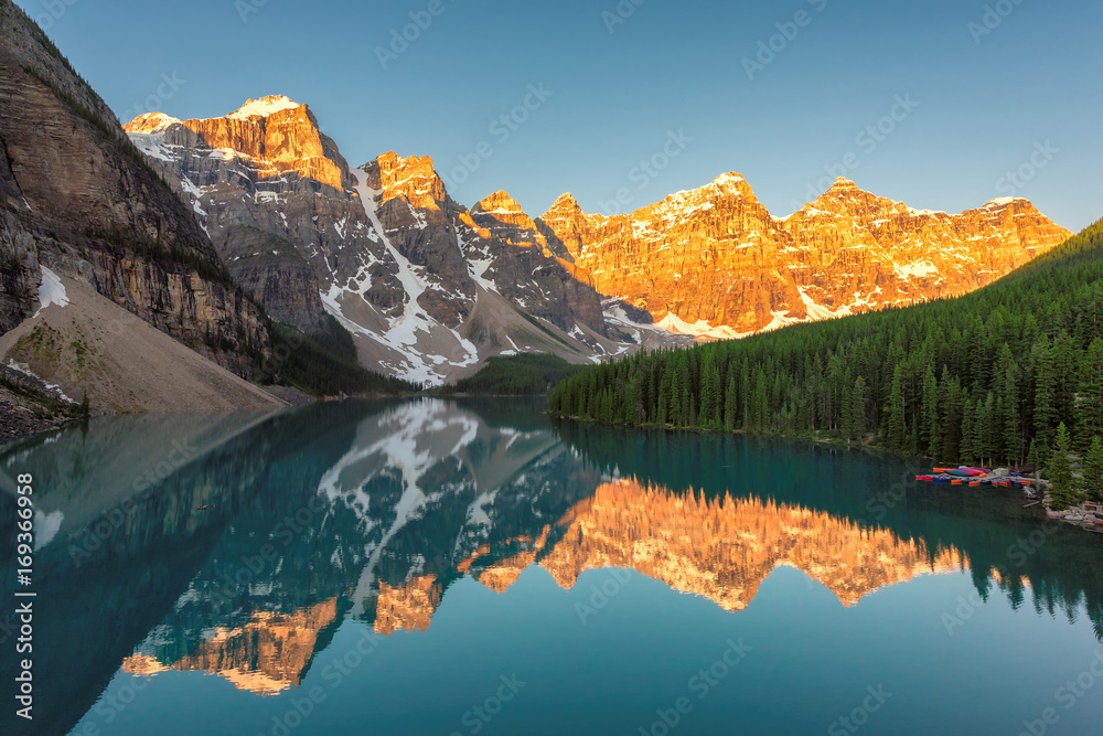 Sunrise at Lake Morraine in the Canadian Rockies, Banff National Park, AB.