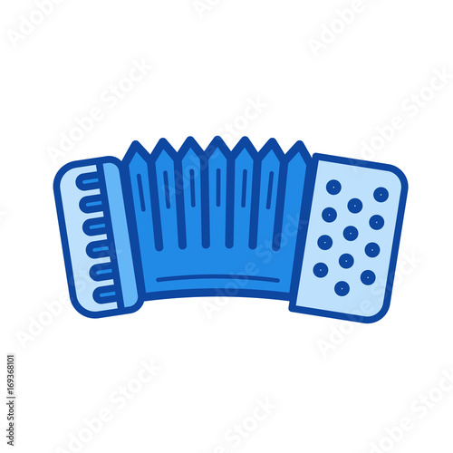 Accordion vector line icon isolated on white background. Accordion line icon for infographic, website or app. Blue icon designed on a grid system.