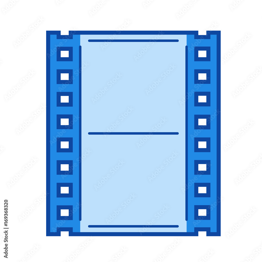 Film frame vector line icon isolated on white background. Film frame line icon for infographic, website or app. Blue icon designed on a grid system.