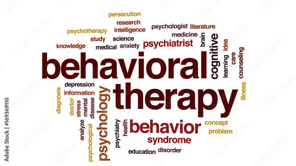 Behavioral therapy animated word cloud, text design animation. Behavioral therapy animated word cloud, text design animation.