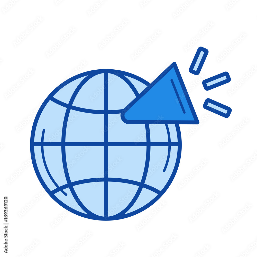 Global network vector line icon isolated on white background