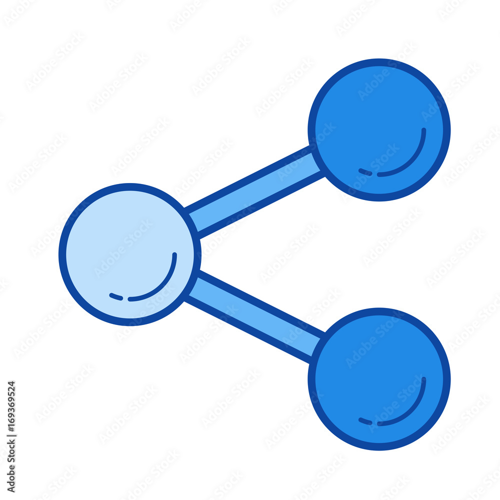 Share button vector line icon isolated on white background. Share button line icon for infographic, website or app. Blue icon designed on a grid system.