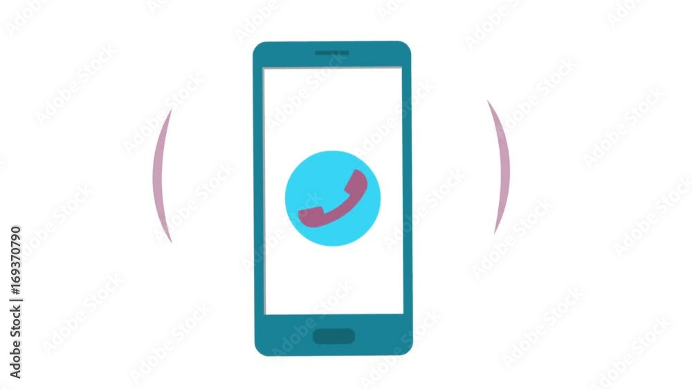 Phone ring animation. Cellphone with moving signal bars Phone ring animation. Cellphone with moving signal bars