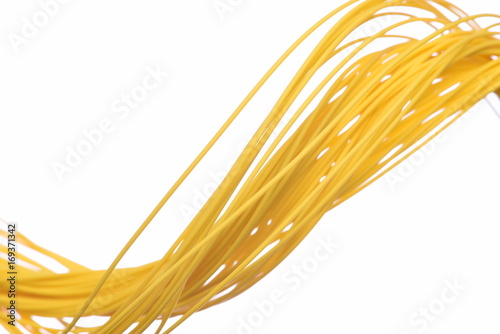 Optical Fiber Cable Closeup Isolated on White Background