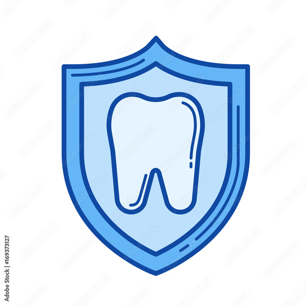 Cavity protection vector line icon isolated on white background Cavity protection vector line icon isolated on white background