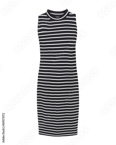 Black and white stripped tight sailor dress isolated on white