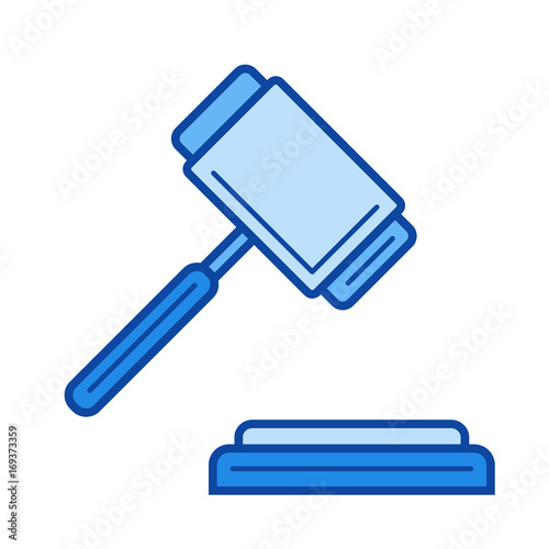 Auction vector line icon isolated on white background. Auction line icon for infographic, website or app. Blue icon designed on a grid system.