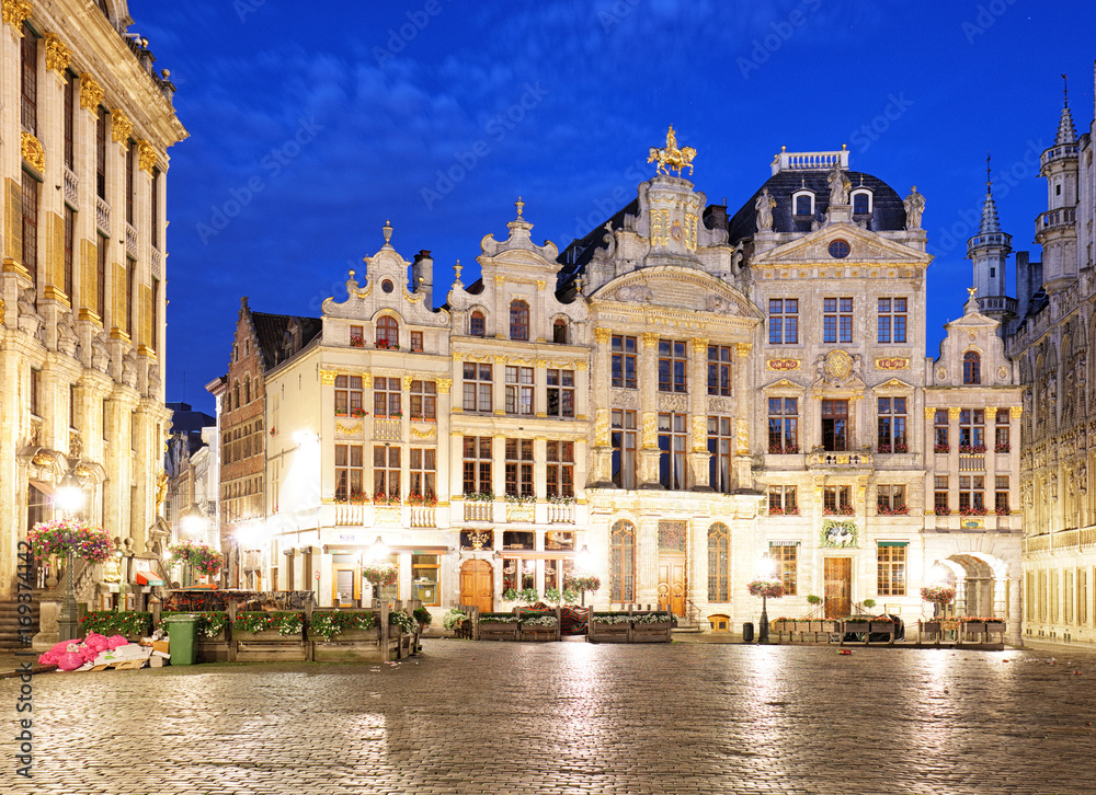 Belgium - Grand Place in Brussels in night.