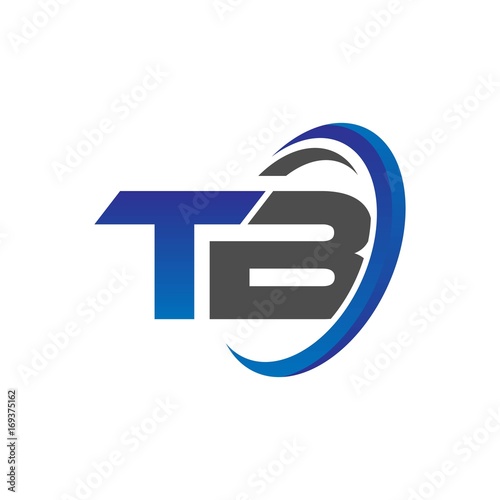 vector initial logo letters tb with circle swoosh blue gray