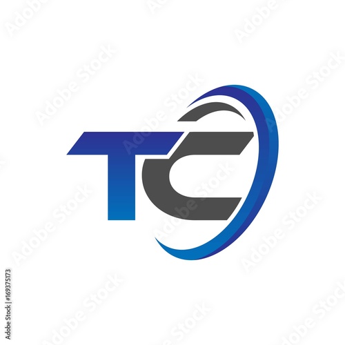 Free Download vector initial logo letters tc with circle swoosh blue gray - GFXLoad