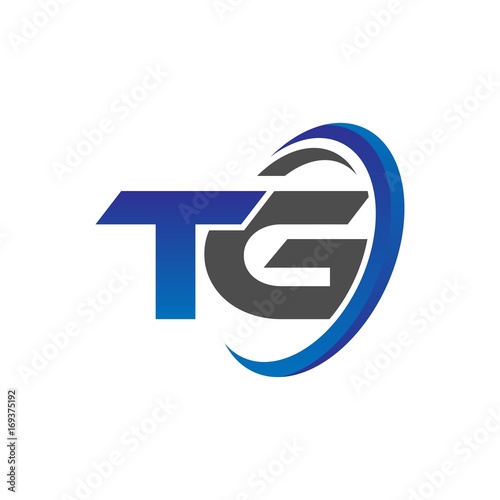 vector initial logo letters tg with circle swoosh blue gray