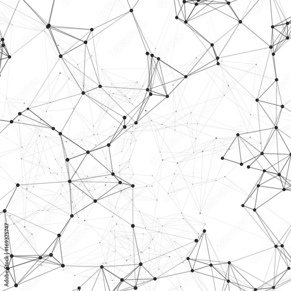 Molecular and atom structure with plexus 3d polygons. Creative vector drawing