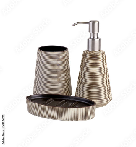 Ceramic bathroom accessories isolated