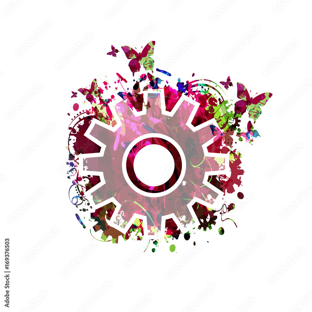 Colorful cogwheel isolated vector illustration, gear symbol