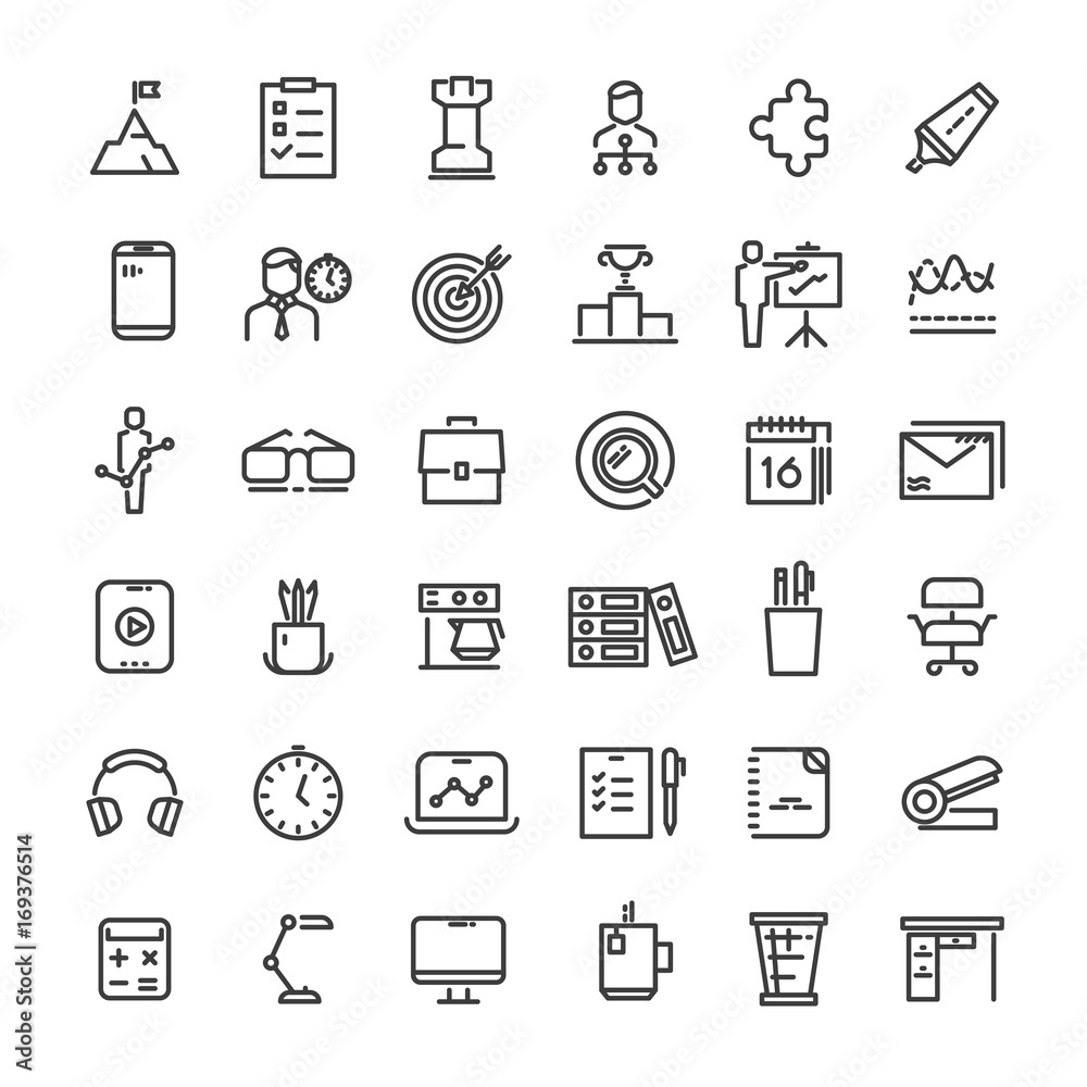 Office and time management icons collection