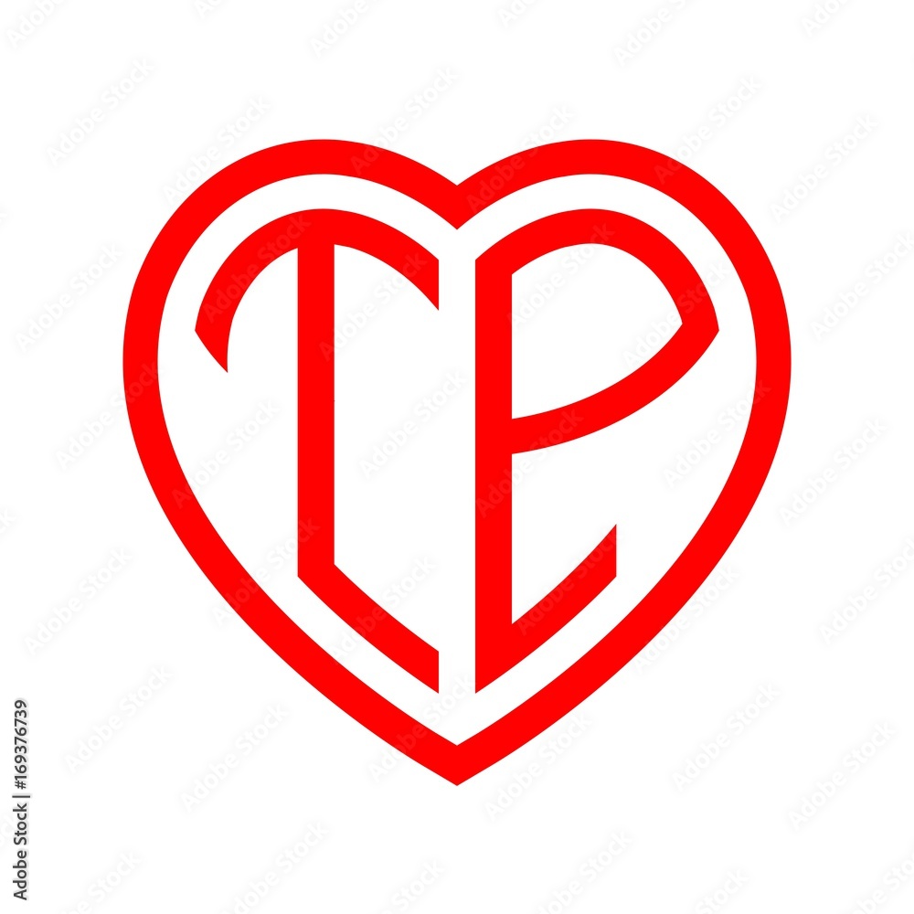 initial letters logo tp red monogram heart love shape initial letters logo tp red monogram heart love shape