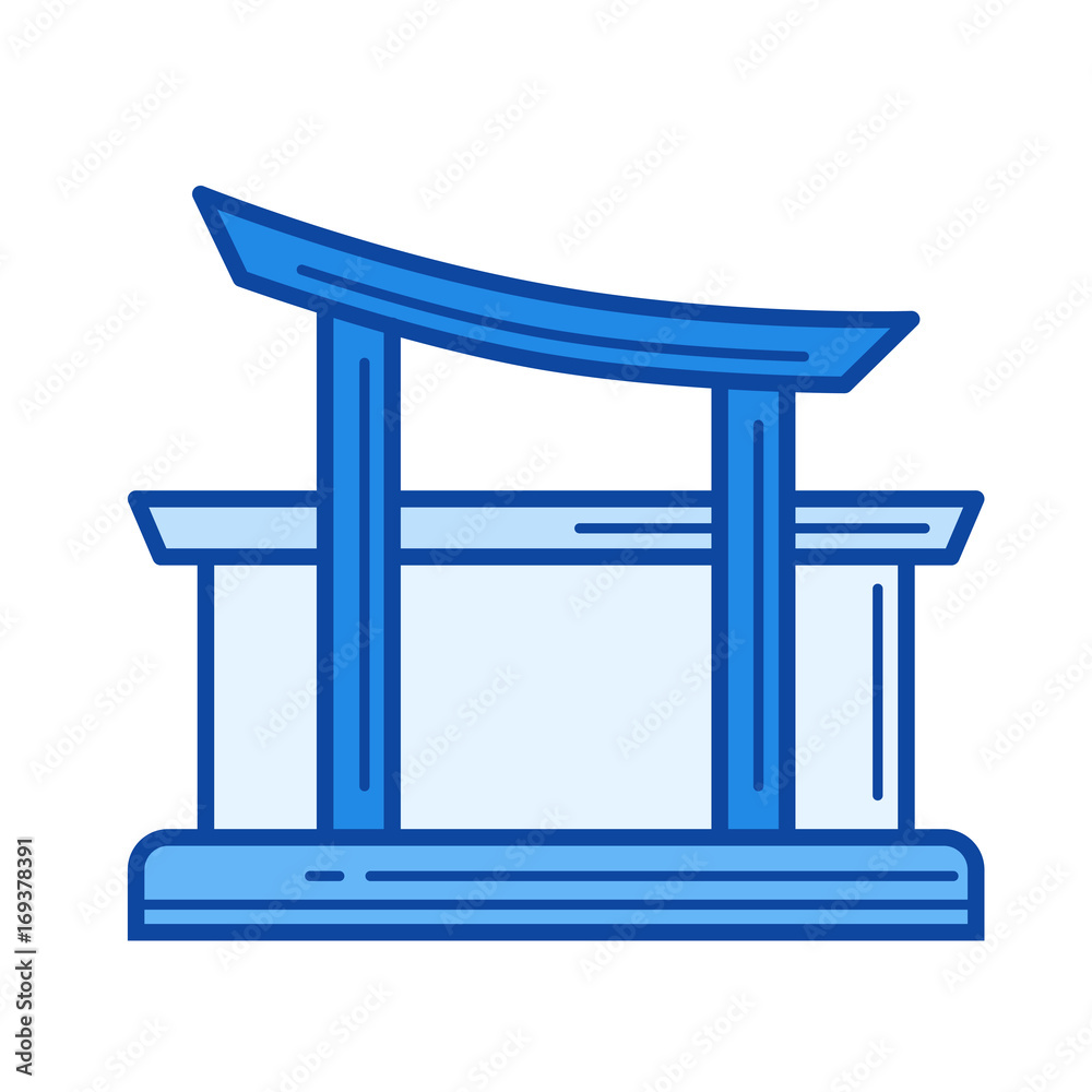 Travel landmark vector line icon isolated on white background. Travel landmark line icon for infographic, website or app. Blue icon designed on a grid system. Travel landmark vector line icon isolated on white background. Travel landmark line icon for infographic, website or app. Blue icon designed on a grid system.