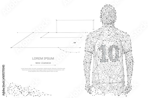 Soccer star Abstract mash line and point on background with an inscription. Starry sky or space, consisting of stars and the universe. Vector football legend illustration