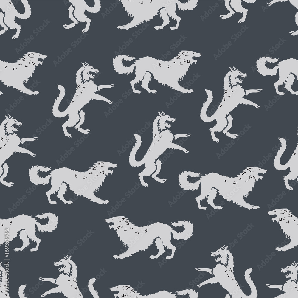 Seamless pattern with predators.  Design for printing on fabric or paper. Vector image.