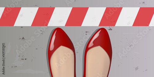 ligne - stop - limite - frontière - obstacle - femme -chaussure